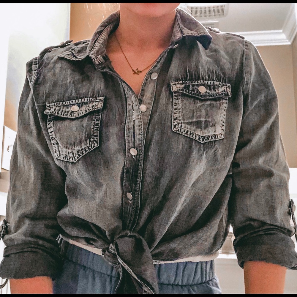 denim button up top